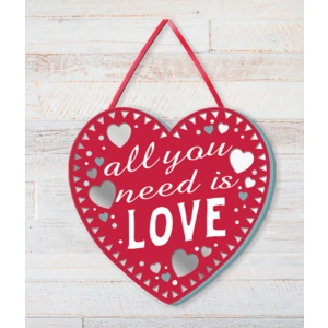 ABC Prints All You Need Is Love - Heart Shaped Plaque