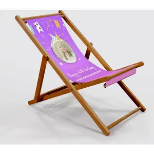 Custom Gifts Personalised Photo Upload Deck Chair - 60th Birthday