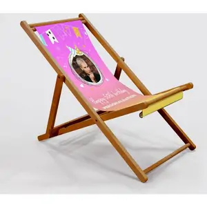 Custom Gifts Personalised Photo Upload Deck Chair - 50th Birthday