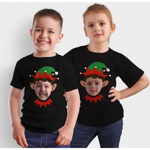 Custom Gifts Kids Photo Upload T-Shirt Elf