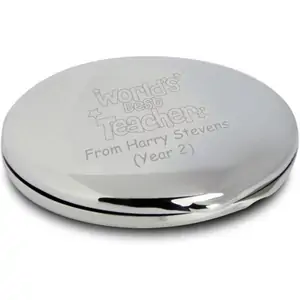 For You Personalised Gifts Worlds Best Teacher Round Compact Mirror