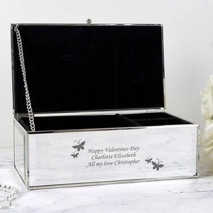 For You Personalised Gifts Butterflies Mirrored Jewellery Box
