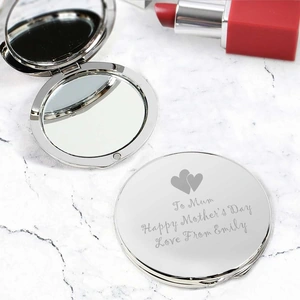 For You Personalised Gifts Hearts Round Compact Mirror