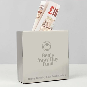 For You Personalised Gifts Football Square Money Box
