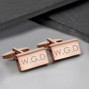 For You Personalised Gifts Modern Rose Gold Plated Cufflinks