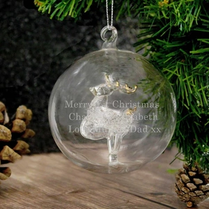 For You Personalised Gifts Glass Reindeer Bauble