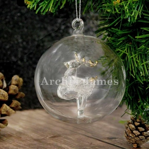 For You Personalised Gifts Name Only Reindeer Glass Bauble