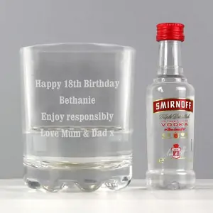 For You Personalised Gifts Personalised Tumbler and Smirnoff Vodka Miniature Set