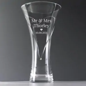 For You Personalised Gifts Personalised Mr & Mrs Large Hand Cut Diamante Heart Vase with Swarovski Elements