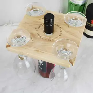 For You Personalised Gifts Personalised ...Time For a Glass of Wine Four Wine Glass Holder & Bottle Butler