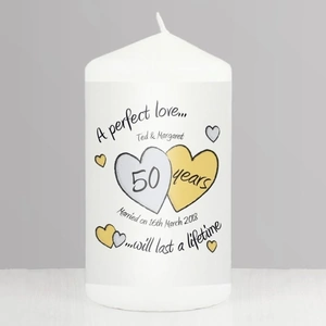 For You Personalised Gifts A Perfect Love Golden Anniversary Candle