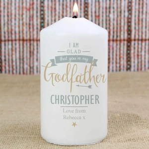 For You Personalised Gifts I Am Glad... Godfather Candle