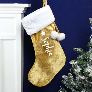 For You Personalised Gifts Personalised Name Only Luxury Gold Stocking