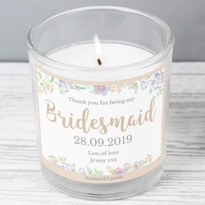 For You Personalised Gifts Bridesmaid 'Floral Watercolour Wedding' Scented Jar Candle