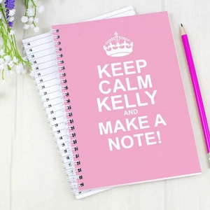 For You Personalised Gifts Keep Calm Pink A5 Notebook