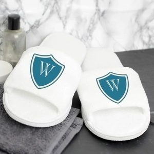 For You Personalised Gifts Mens shield Initial Velour Slippers