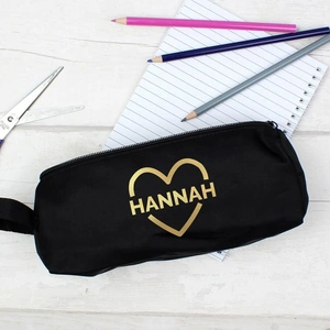 For You Personalised Gifts Gold Heart Black Pencil Case