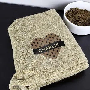 For You Personalised Gifts Personalised Heart Brown Microfiber Pet Towel