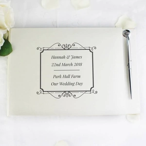 For You Personalised Gifts Black Hardback Guest Book & Pen