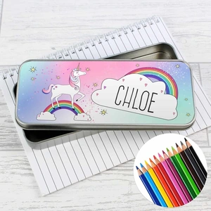 For You Personalised Gifts Unicorn Pencil Tin with Pencil Crayons