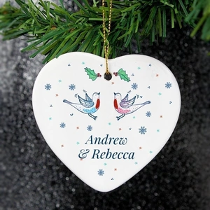 For You Personalised Gifts Couple's Christmas Heart Decoration