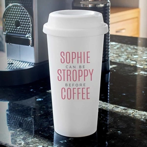 For You Personalised Gifts Personalised Pink Text Slogan Insulated Eco Travel Cup