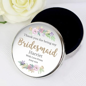 For You Personalised Gifts Bridesmaid 'Floral Watercolour Wedding' Round Trinket Box