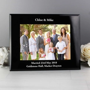 For You Personalised Gifts Landscape Black Glass Photo Frame 5x7