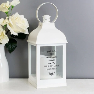 For You Personalised Gifts Antique Scroll White Lantern