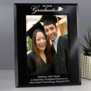 For You Personalised Gifts Graduation Black Glass 7x5 Photo Frame