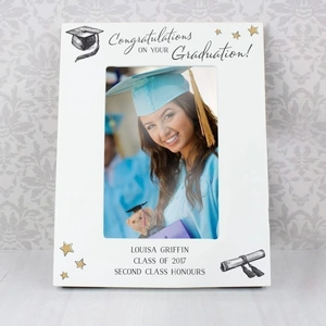 For You Personalised Gifts Gold Star Graduation 4x6 White Wooden Photo Frame