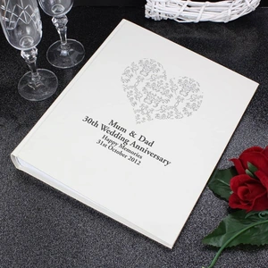For You Personalised Gifts Silver Damask Heart Traditional Album
