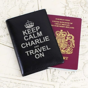 For You Personalised Gifts Keep Calm Black Passport Holder