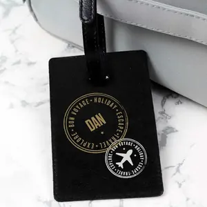 For You Personalised Gifts Personalised Stamped Black Luggage Tag