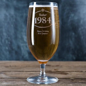 Getting Personal Personalised Cabernet Stem Beer Glass - Surname & Year