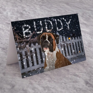 Getting Personal Personalised Christmas Card - Boxer Dog, Snow