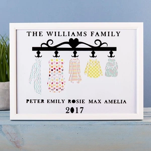 Getting Personal Personalised Papercut Framed Print - Coat Hooks Family
