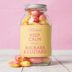 Getting Personal Personalised Jar Of Rhubarb & Custard Sweets - Keep Calm