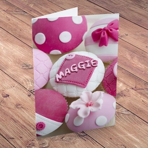 Getting Personal Personalised Card - Pink Cupcakes