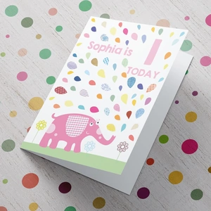 Getting Personal Personalised Card - Birthday Pink Elephant
