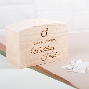 Getting Personal Personalised Wooden Money Box - His & His Wedding Fund