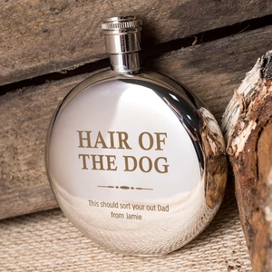 Getting Personal Engraved Round Hipflask - Hair Of The Dog