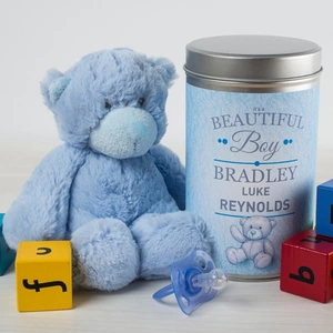 Getting Personal Personalised Teddy In A Tin - Beautiful Baby Boy