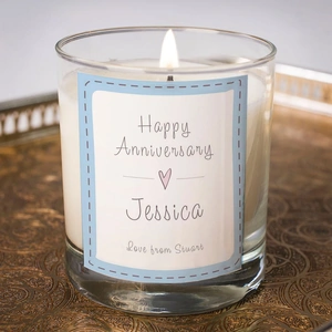 Getting Personal Personalised Scented Candle - Happy Anniversary Blue