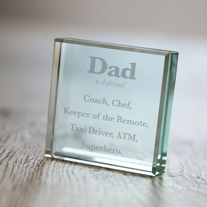 Getting Personal Personalised Glass Token - Dad Dictionary Definition