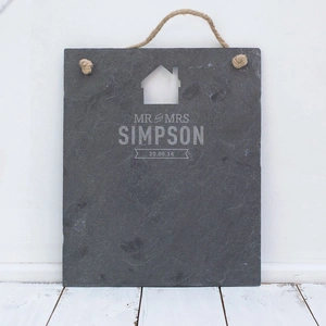 Getting Personal Engraved Slate House Hanging Sign - Mr & Mrs
