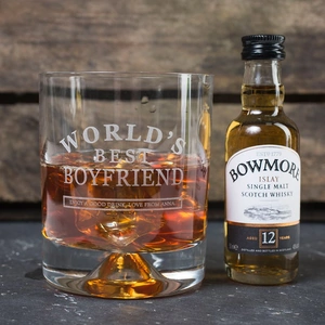 Getting Personal Personalised Whisky Tumbler and Bowmore Miniature - Worlds Best