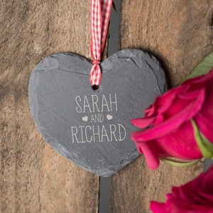 Getting Personal Personalised Heart-Shaped Slate Hanging Keepsake - Couple's Names