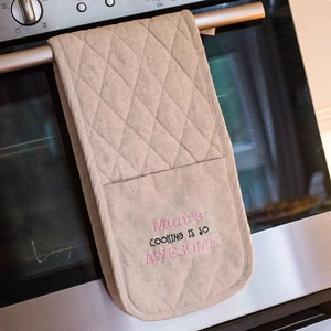 Getting Personal Personalised Natural Double Oven Gloves - Fire Alarm