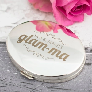 Getting Personal Engraved Silver Oval Compact Mirror - Glam-Ma